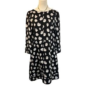 Banana Republic Mod Retro Black White Dot Shift Dress Minimalist Chic Sz 12